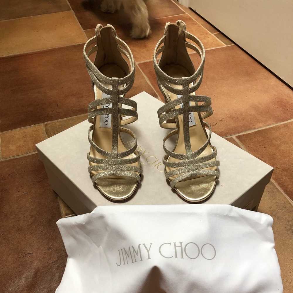 Jimmy Choo sparkily gold heels!  AUTHENTIC